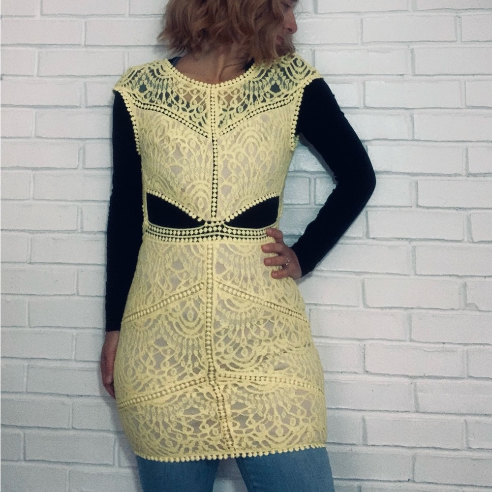 Blossom Yellow Eyelet Cut-Out Dress